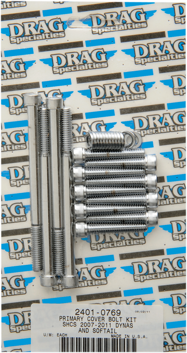 Bolt Kit - Primary Cover - Knurled - Chrome - Softail/Dyna