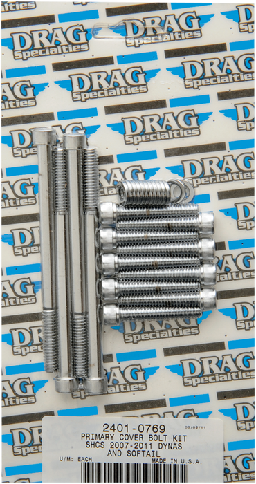 Bolt Kit - Primary Cover - Knurled - Chrome - Softail/Dyna