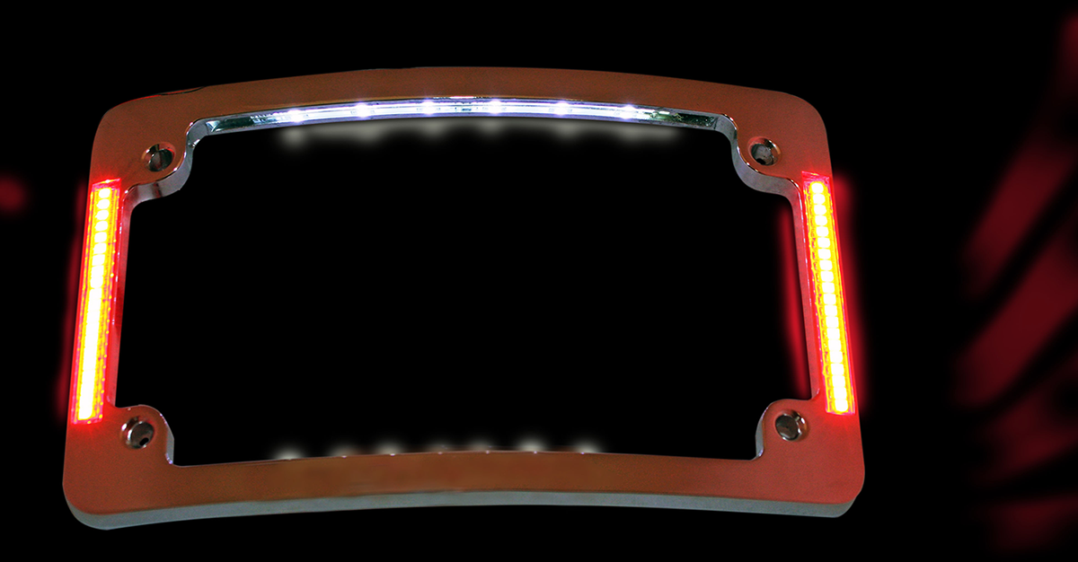 Tri-Radius License Plate Frame with Flushmount LEDs - Chrome