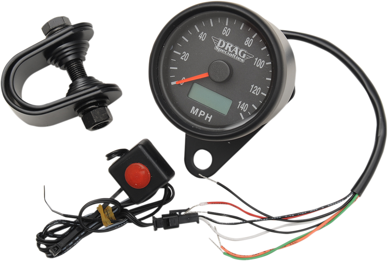 Programmable Mini Electronic Speedometer with Odometer/Tripmeter - 2.4" - Matte Black