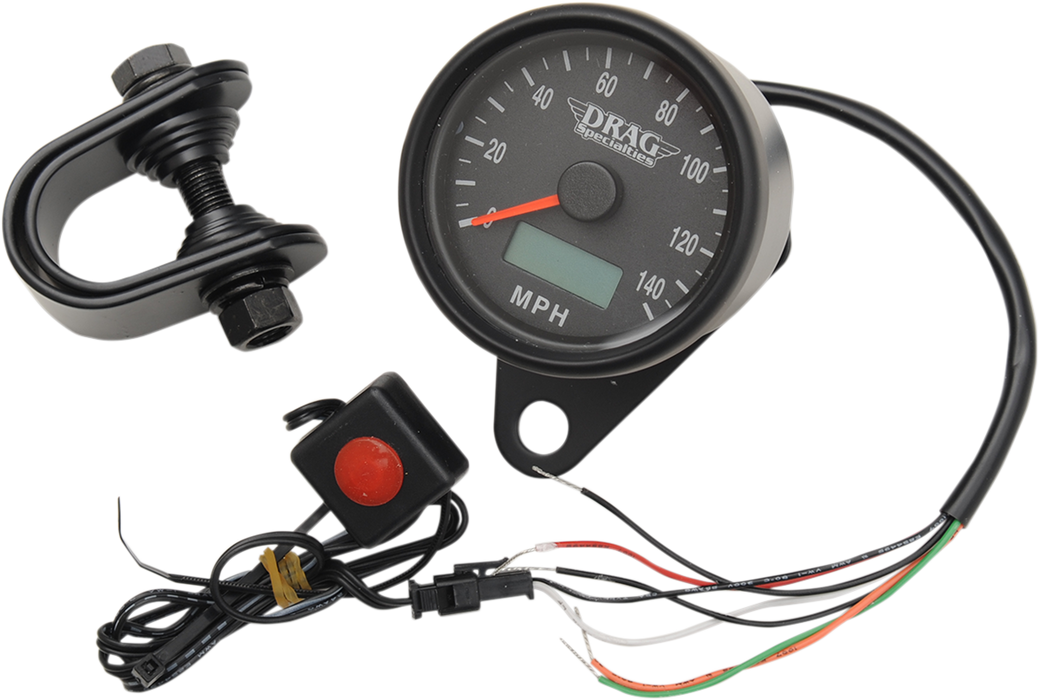 Programmable Mini Electronic Speedometer with Odometer/Tripmeter - 2.4" - Matte Black