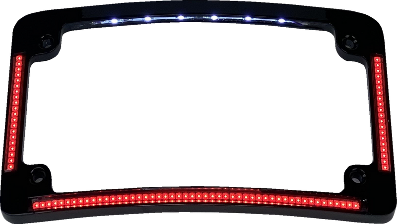 License Plate Frame - Red/White LED - Gloss Black