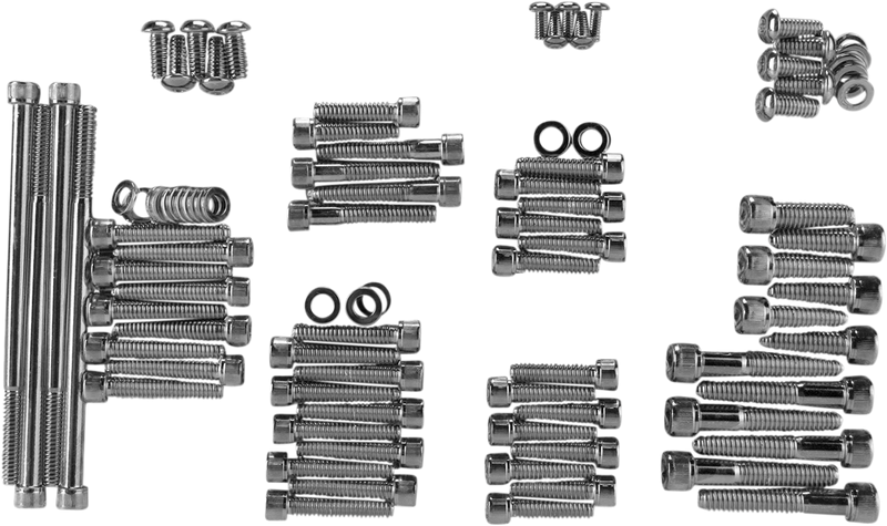 Bolt Kit - Complete Motor - Knurled/Socket-Head - Black/Chrome - '07-'16 Touring