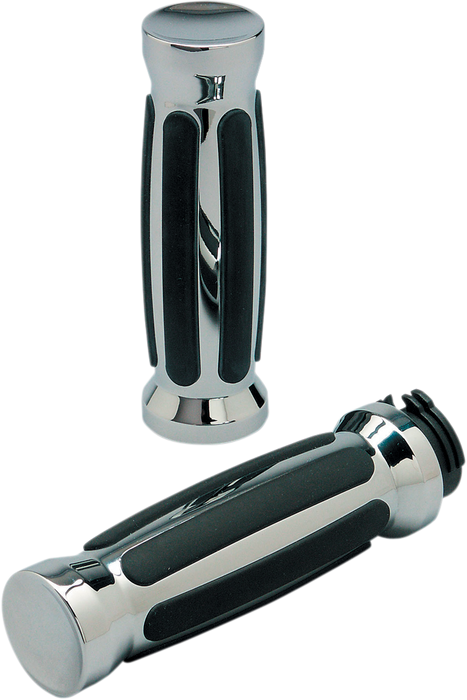 Custom Straight Rubber Grips - TBW - Chrome