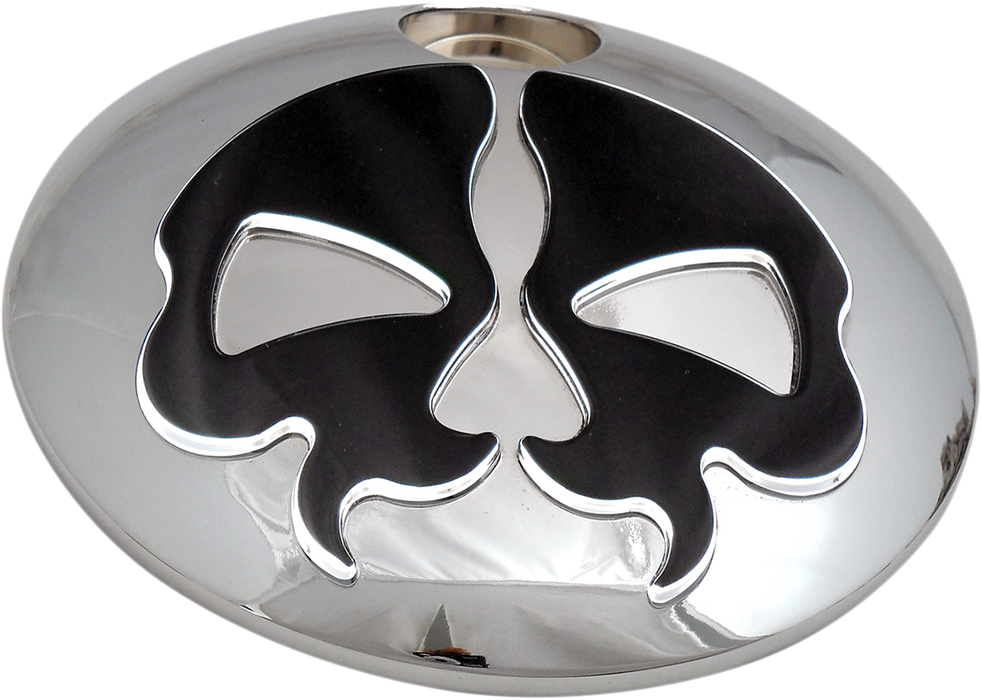 Fuel Door - Split Skull - Chrome with Black