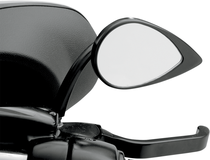 Mirror - Side View - Teardrop - Black - Curved/Short Stem - Each