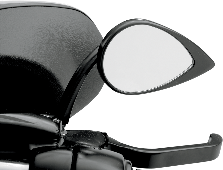 Mirror - Side View - Teardrop - Black - Curved/Short Stem - Each