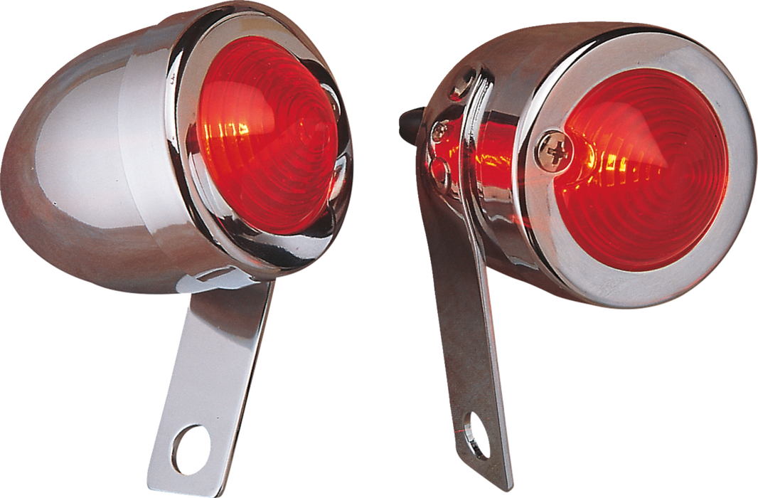 Bullet Light - Side-Mount - Left - Red Lens - Chrome