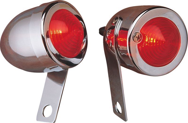 Bullet Light with Mount - Right - Red Lens - Chrome