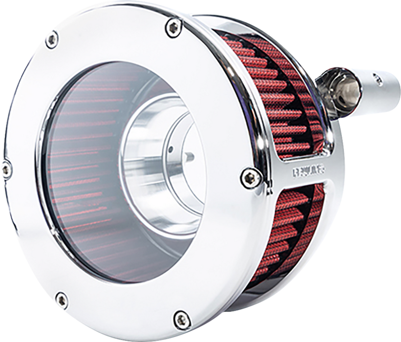 BA Air Cleaner Kit - Chrome/Chrome with Red Filter - '93-'99 Evolution Big Twin