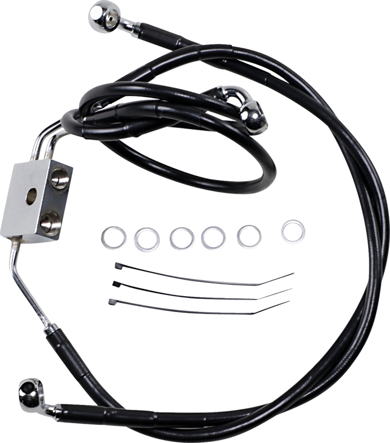 Brake Line - Front - Black - +8" - FXDF '12-'17