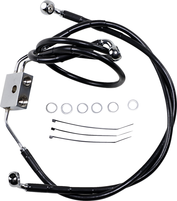 Brake Line - Front - Black - +8" - FXDF '12-'17