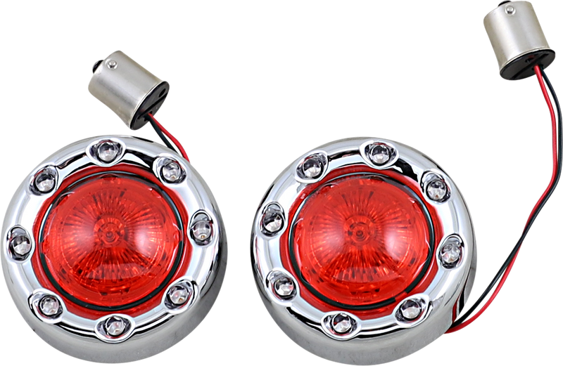 Bullet Turn Signal 1156 - Chrome - Red Lens