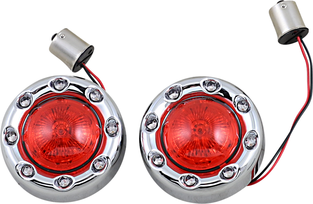 Bullet Turn Signal 1156 - Chrome - Red Lens