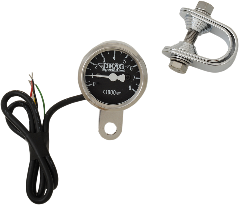 Electronic Mini Tachometer - Steel Housing - LED Illuminated Black Face - 1-7/8"