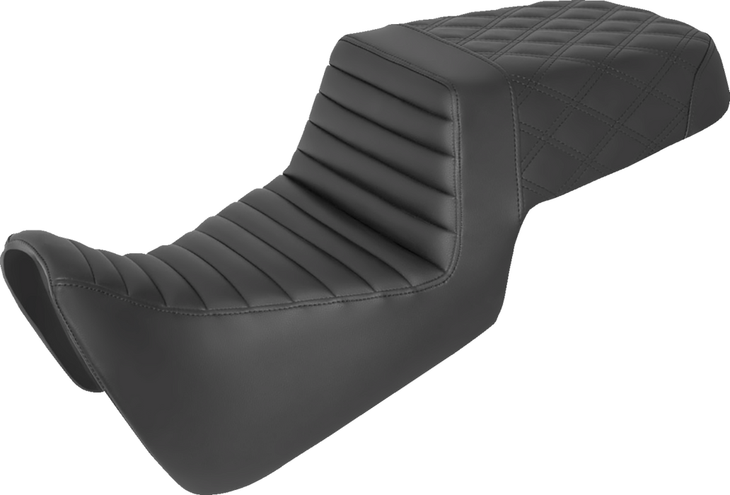 Step-Up Seat - Front Tuck-n-Roll/Rear Lattice Stitch - Black - Pan America '21-'24