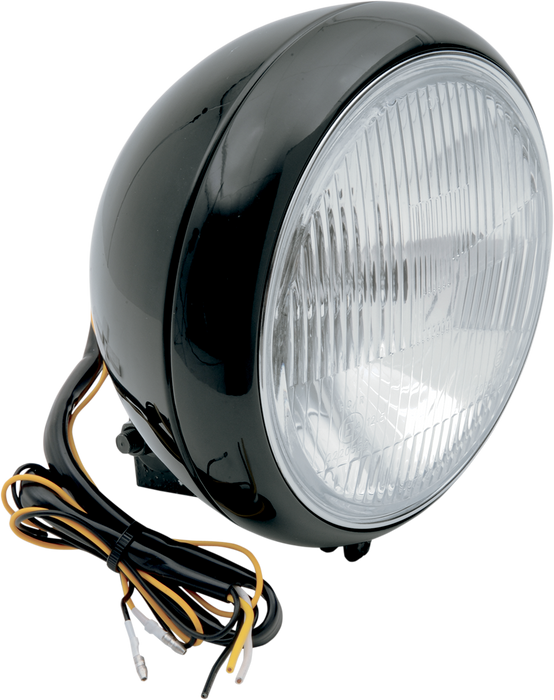 7" Smooth Headlight - FLST - Black