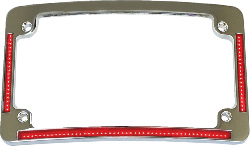 License Plate Frame - Red/White LED - Chrome