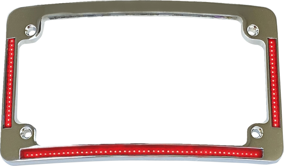 License Plate Frame - Red/White LED - Chrome