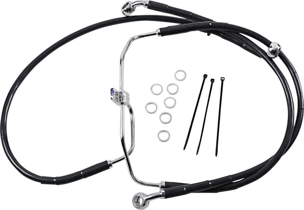 Brake Line - Front - Black - +4" - FXDF '08-'17