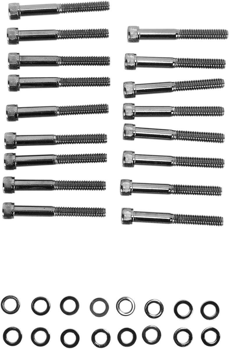 Bolt Kit - Primary Cover - Knurled - Black/Chrome - '04-'21 Sportster