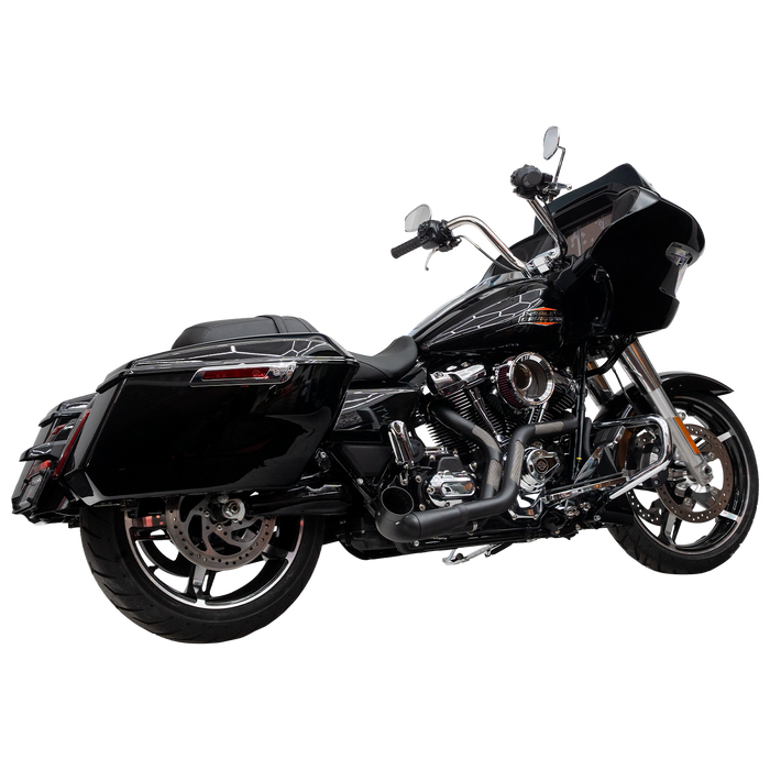 Black Trask Nasty Bastard exhaust profile on Road Glide.