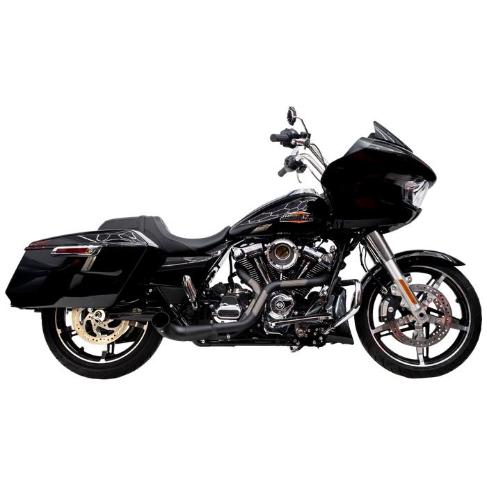 Black Trask Nasty Bastard exhaust profile on Road Glide.