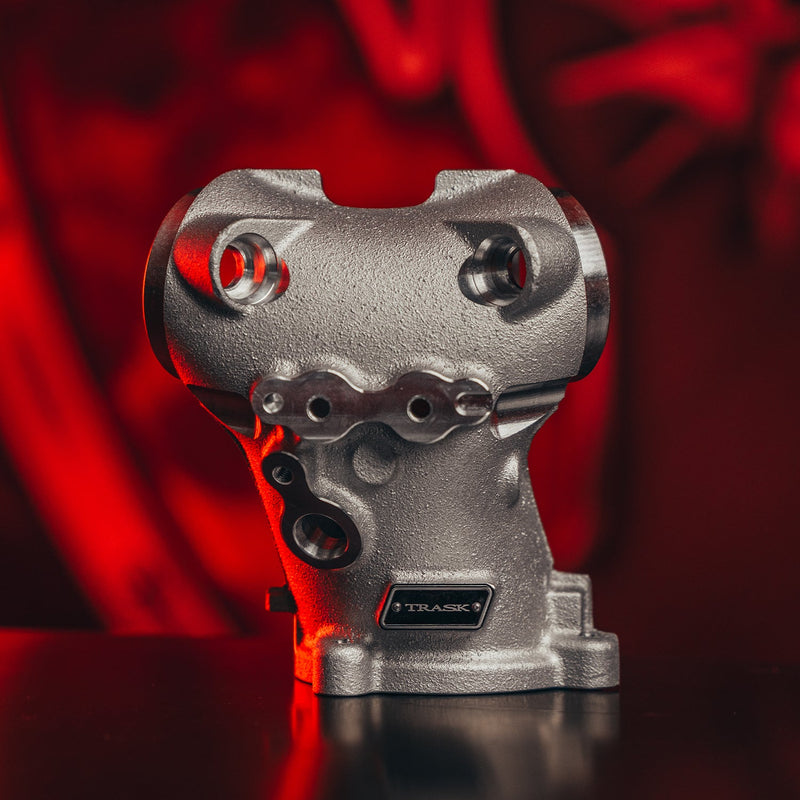 The Trask billet intake manifold for Harley-Davidson motorcycles.