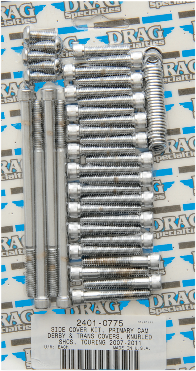 Bolt Kit - Primary/Transmission Side Cover/Derby Cover - Knurled - Touring