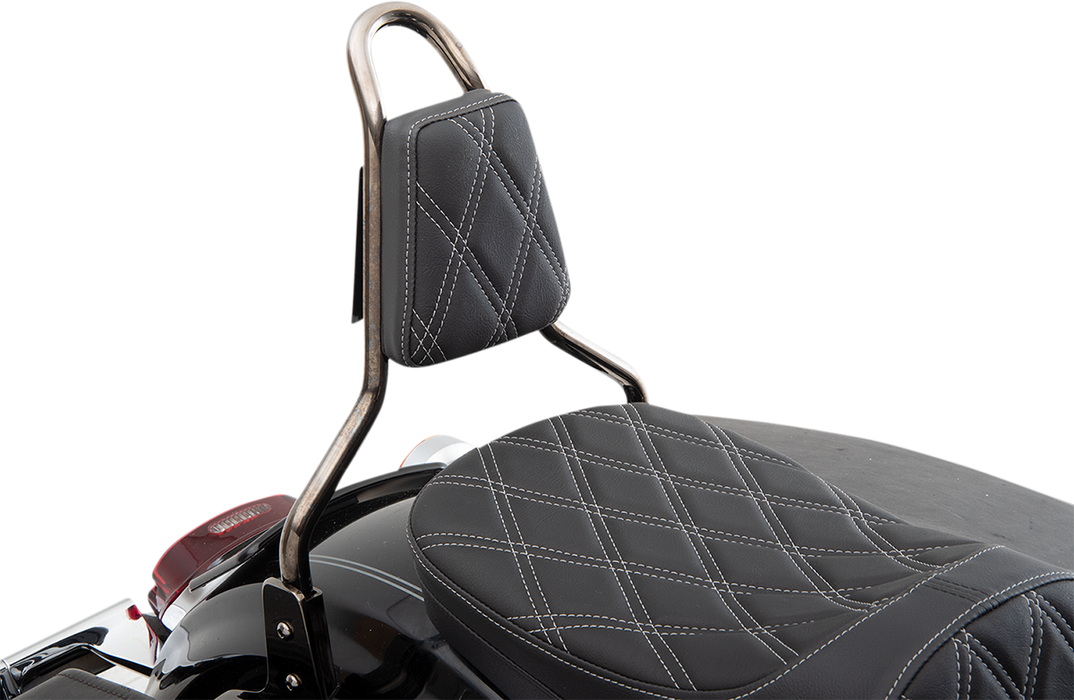 Tapered Backrest Pad - Double Diamond - Silver Stitch