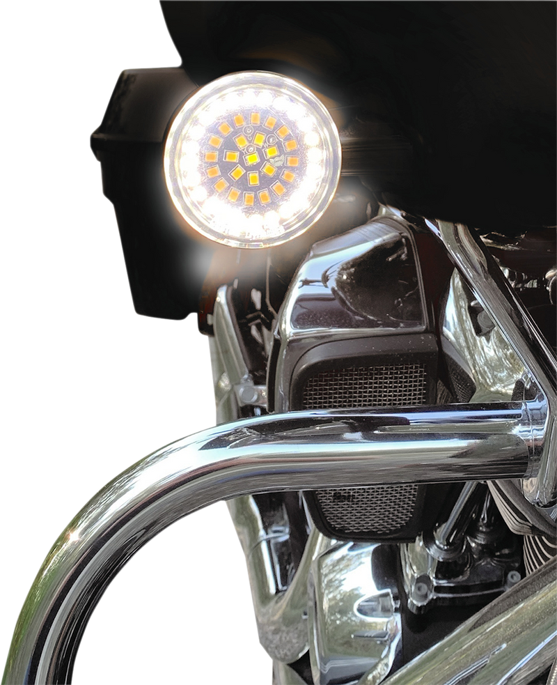 Bullet-Style Dual Front Turn Signal Insert - White - Amber