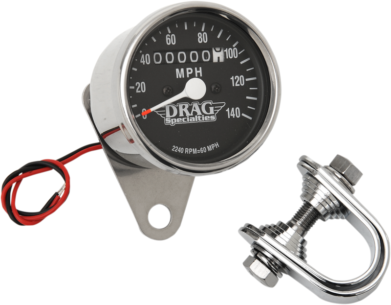 2.4" MPH Mini LED Mechanical Speedometer/Indicators - Chrome Housing - Black Face - 2240:60