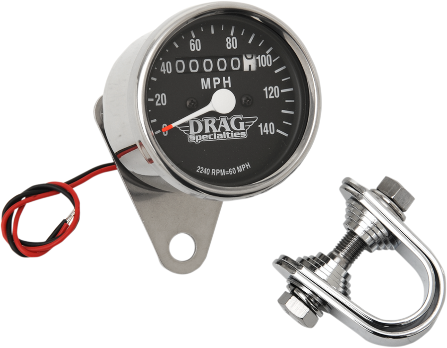 2.4" MPH Mini LED Mechanical Speedometer/Indicators - Chrome Housing - Black Face - 2240:60