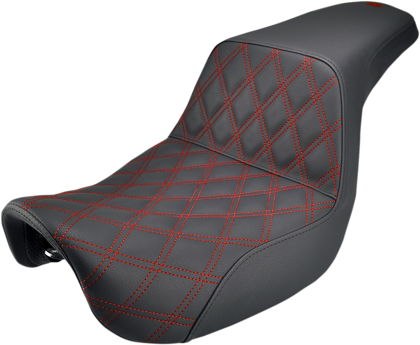 Step-Up Seat - Front Lattice Stitch/With Red Stitching - Black - Dyna