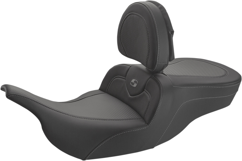 Roadsofaâ¢ Carbon Fiber Seat - w/ Backrest - Smooth - FLH/FLT '97-'07