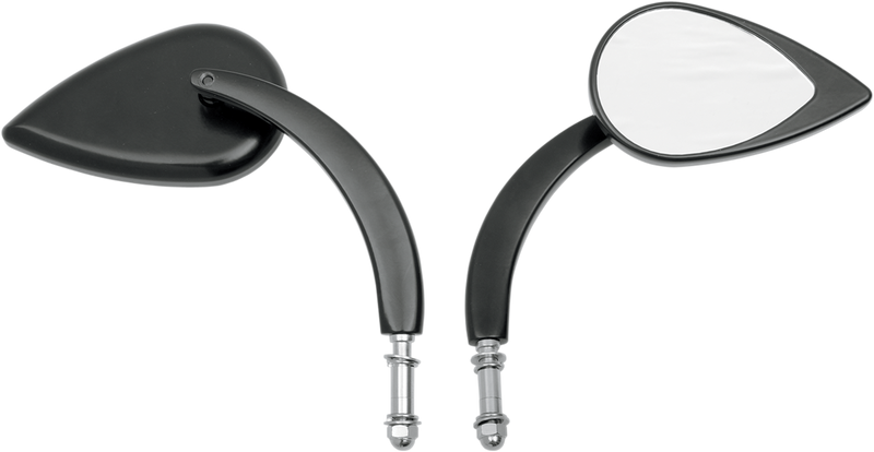 Mirror - Side View - Teardrop - Black - Curved/Long Stem - Each