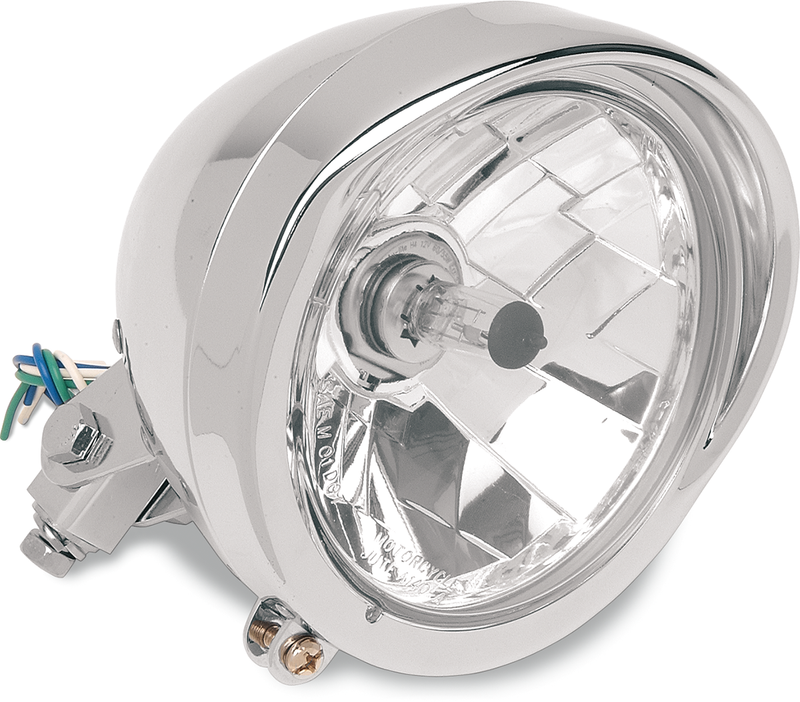 5-3/4" Head Light with Visor - Clear Lens - Chrome