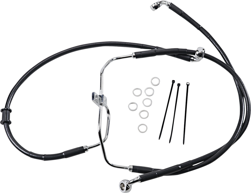 Brake Line - Front - Black - +2" - FXDF '08-'17