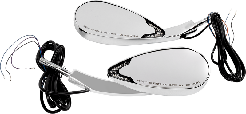 Mirrors - Side View - with LED Turn Signal - Chrome - Pair
