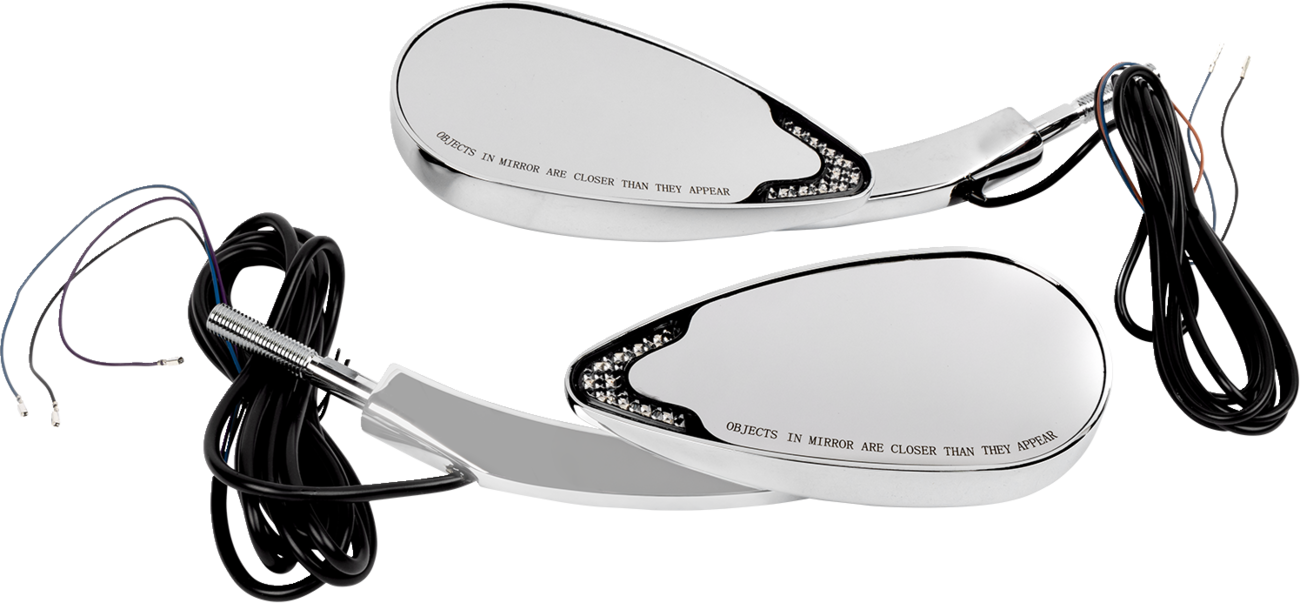 Mirrors - Side View - with LED Turn Signal - Chrome - Pair