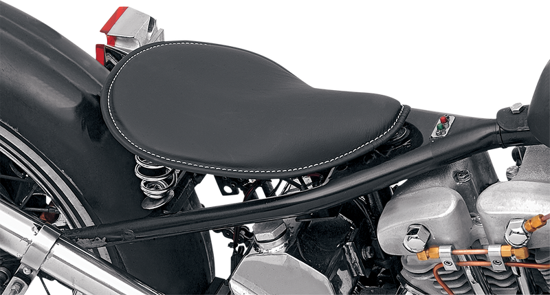 Seat - Spring Solo - Low-Profile - Small - Black Leather/White Stitching
