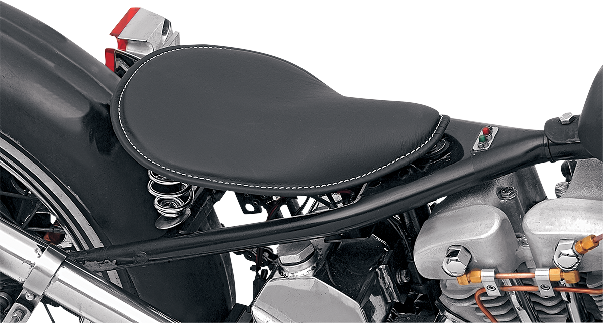 Seat - Spring Solo - Low-Profile - Small - Black Leather/White Stitching