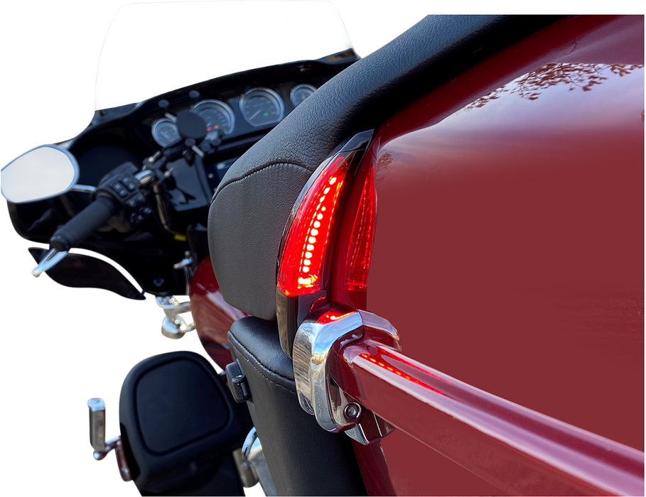 Sequential Tour Pak Seat Back Rest LED Lights - Chrome/Smoke - FLH