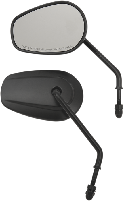 Mirrors - OEM/Replacement - Side View - Teardrop - Long Stem - Black - Pair