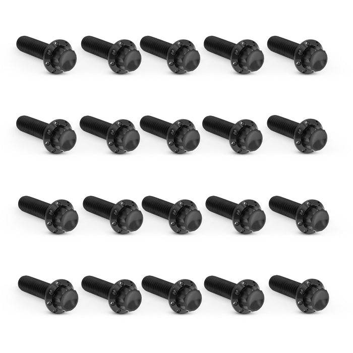 Rocker Box Titanium 12-Point Bolt Kits, Black