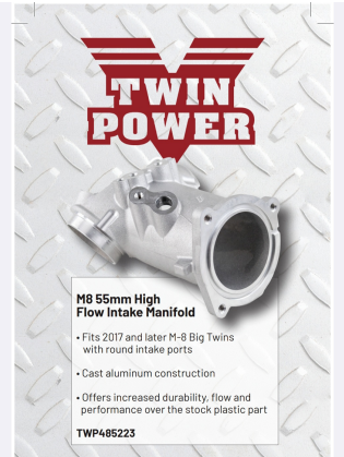 TWIN POWER 55MM ALUMINUM HIGH FLOW INTAKE MANIFOLD 2017+ M8
