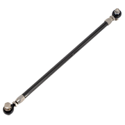 Close-up of Trask carbon fiber shift linkage with heim joint for precise shifting.