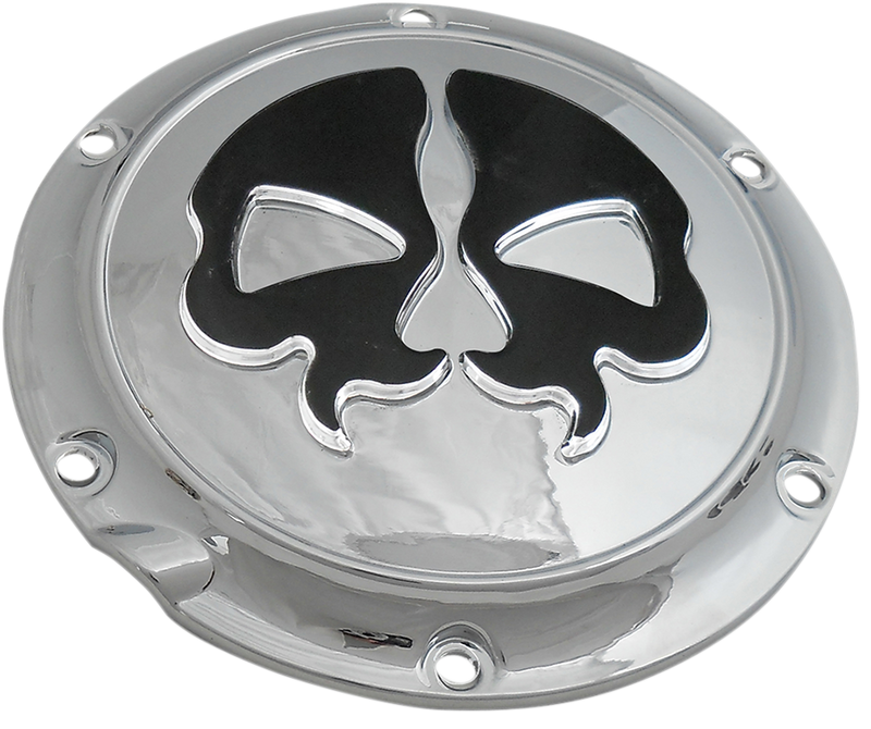 Derby Cover - Split Skull - 5 Hole - Chrome w/Black Skull - '04-'22 Sportster