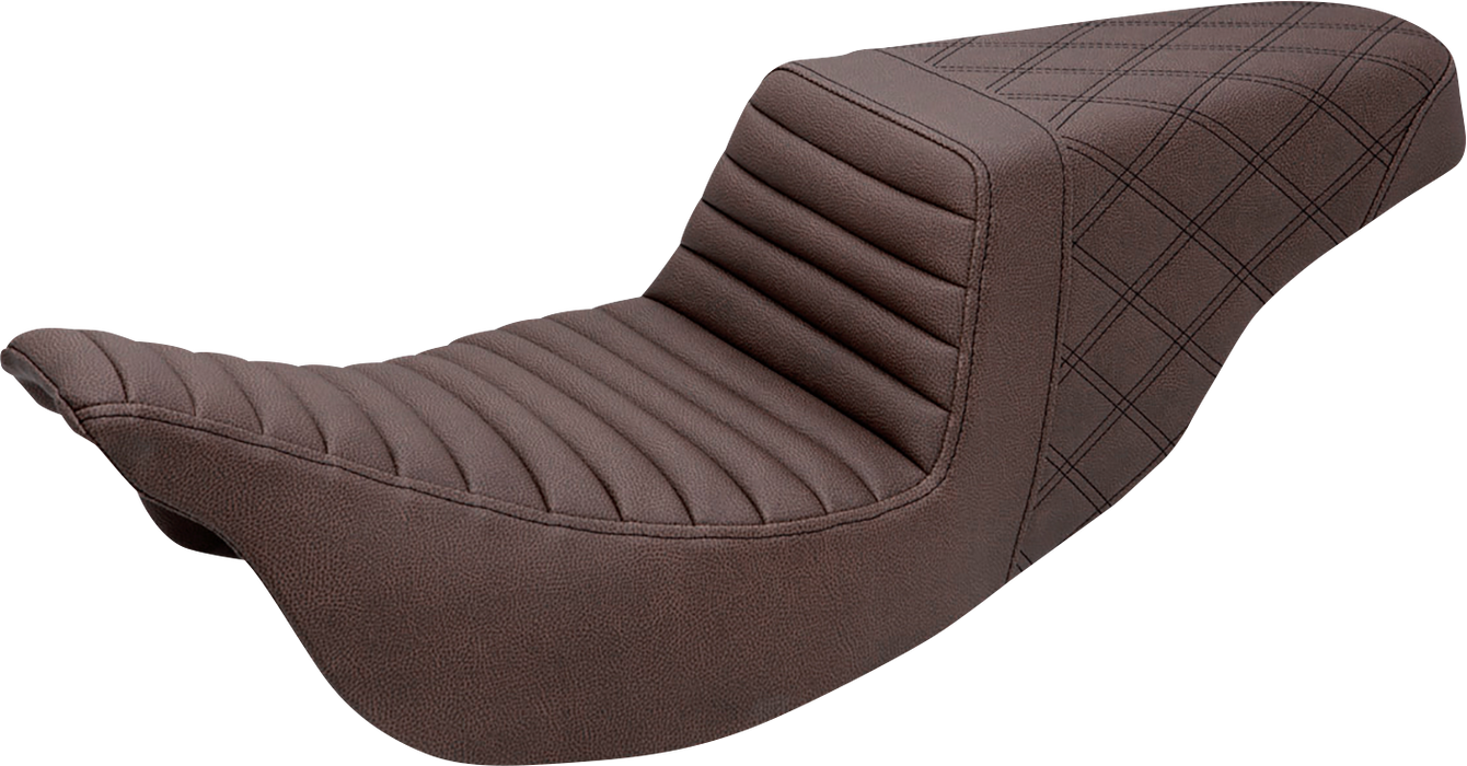 Step-Up Seat - Front Tuck-n-Roll/Rear Lattice Stitch - Brown - FL '08-'24
