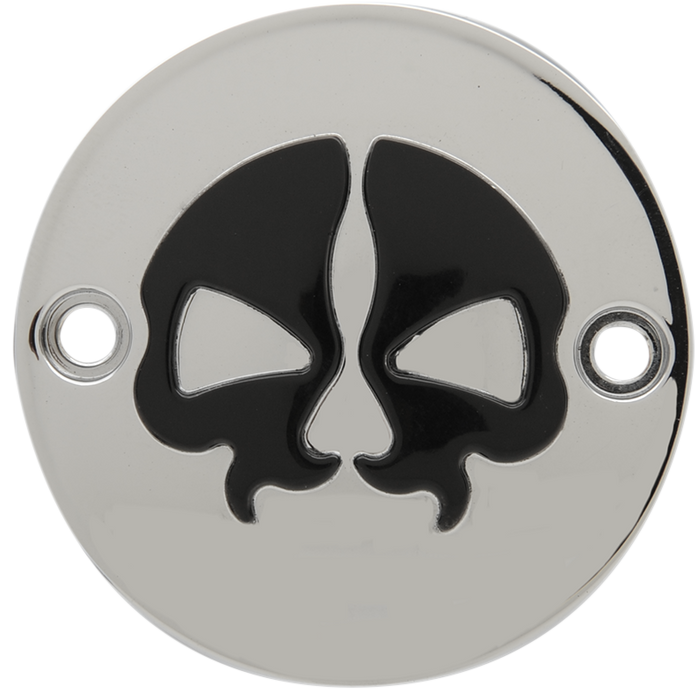 Points Cover - Chrome - Black Skull - 2 Hole - M8